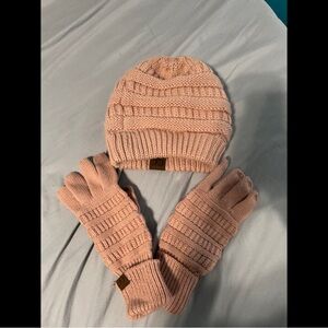 C.C Rose Knit Hat and Gloves Set